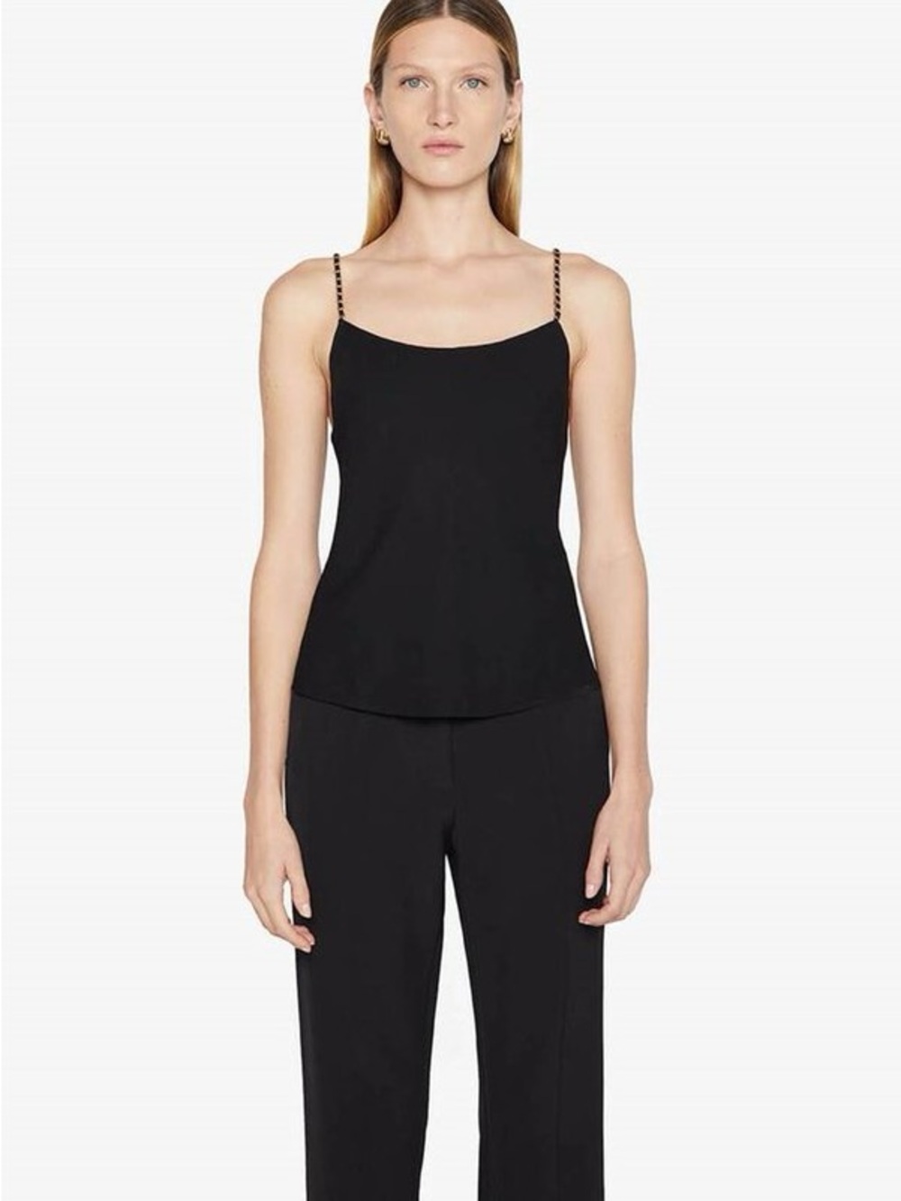 ANINE BING CHELSEA TANK - BLACK Gold Chain Straps Tank Top